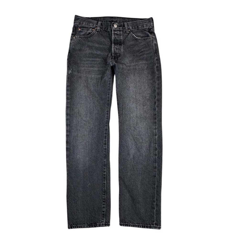 Levis 501 Original Fit Jeans Mens 31x29 Faded Black Straight Leg Cotton Denim